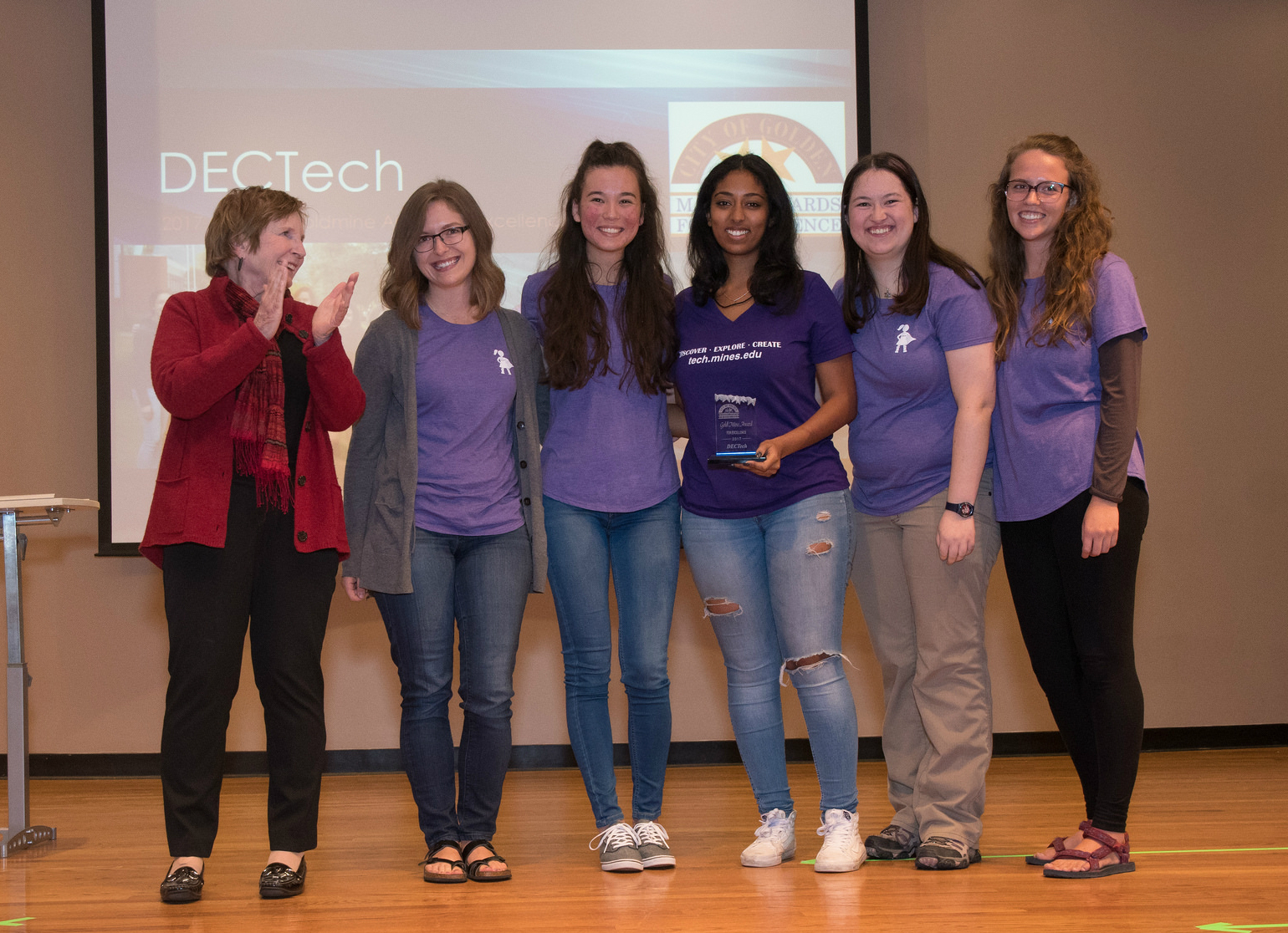 DECTech student leaders with Golden Major Marjorie Sloan